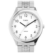 Montre Timex dame à quartz acier et fond blanc
