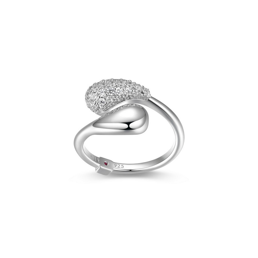 Bague argent 925 double goutte avec cubics