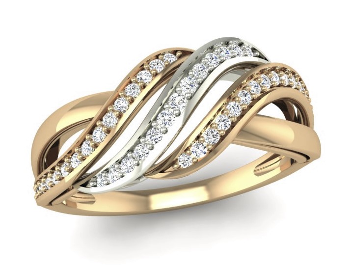 Bague or 10k3 tons avec diamants naturels