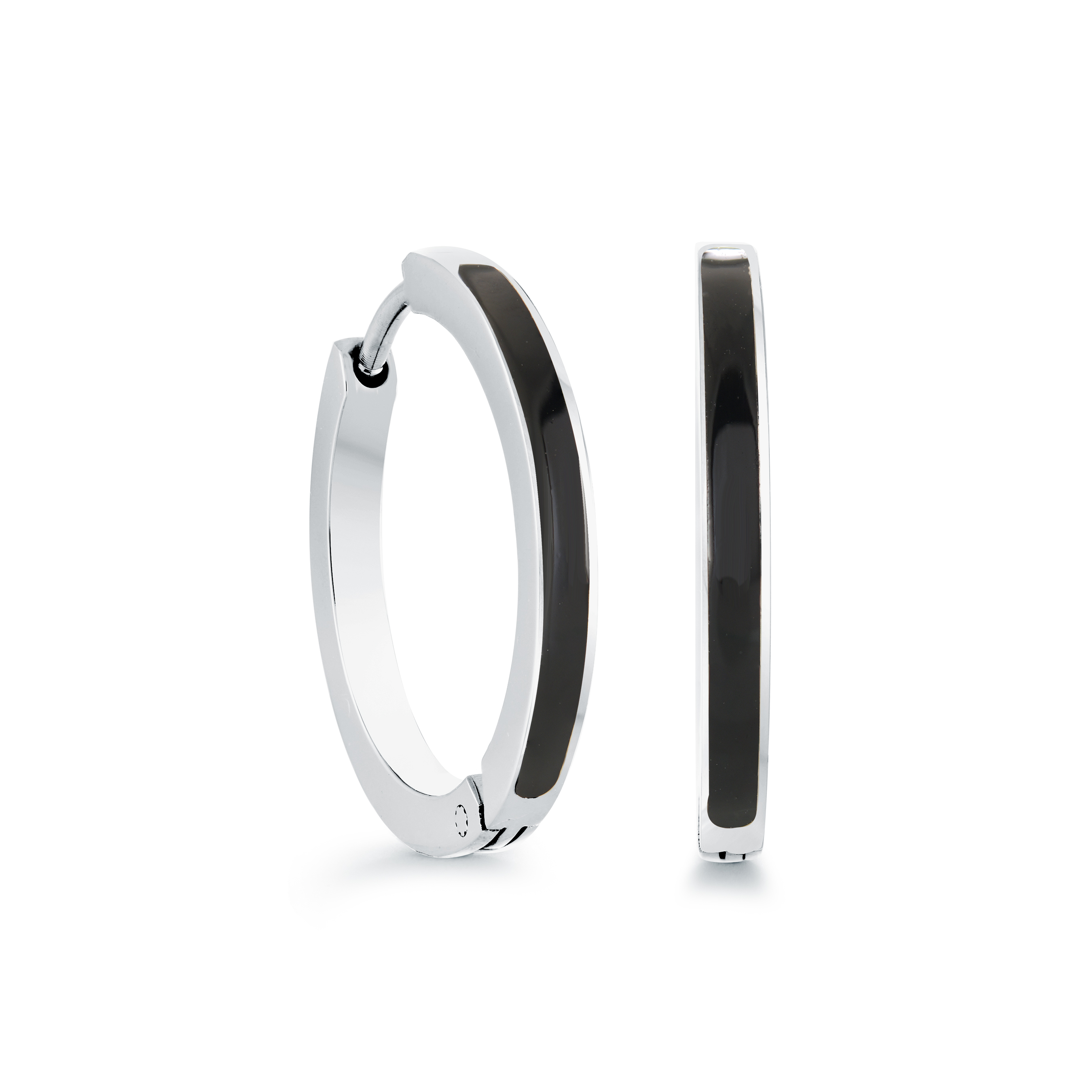 Boucles d' oreilles huggies acier et laque noire