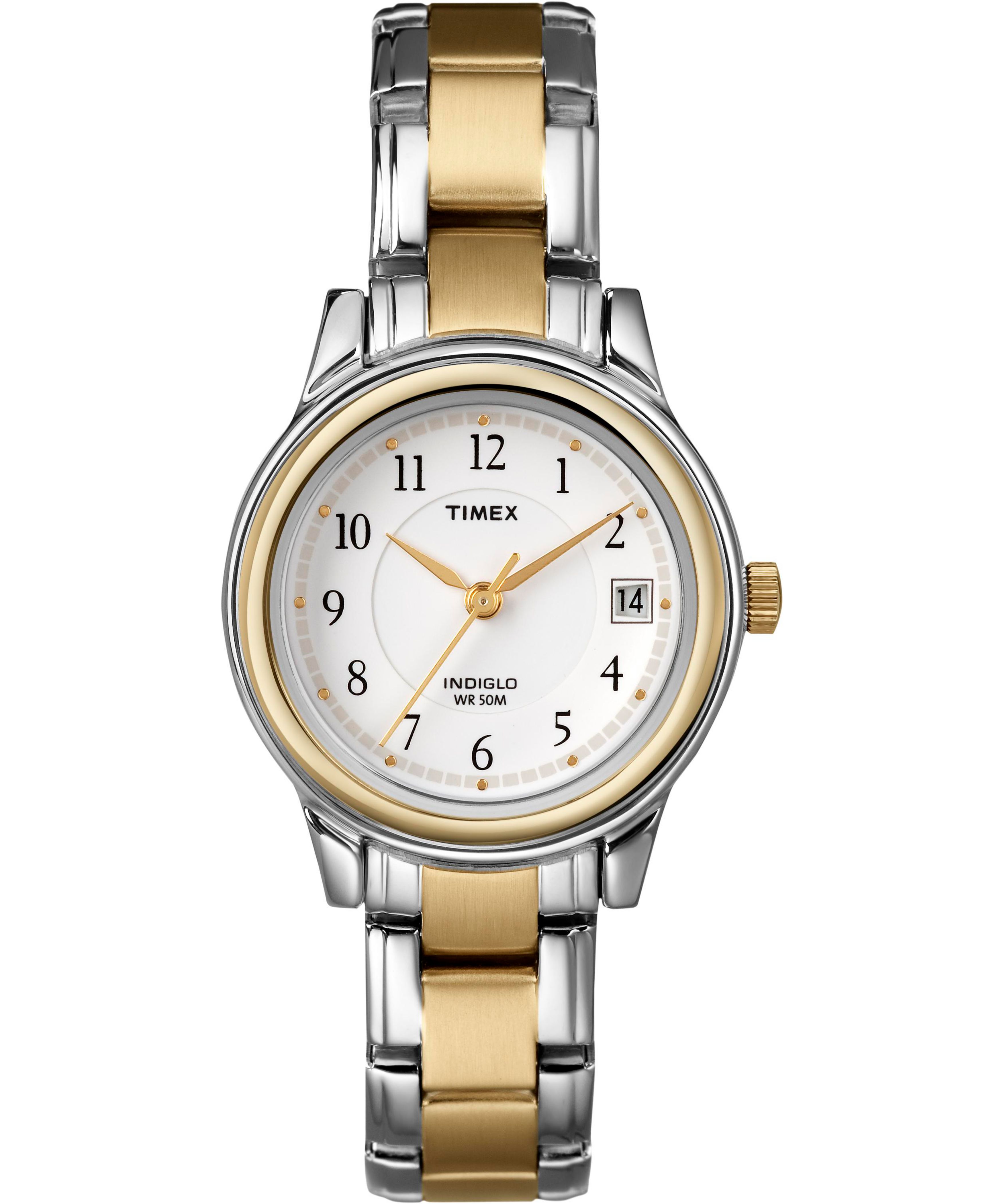 Montre Timex bicolore acier et doré à quartz