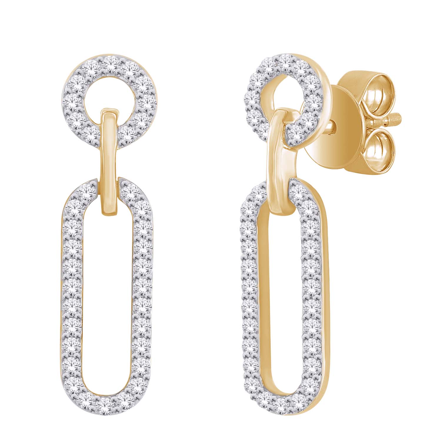 Boucles d'oreilles or 10k rose avec diamants naturels
