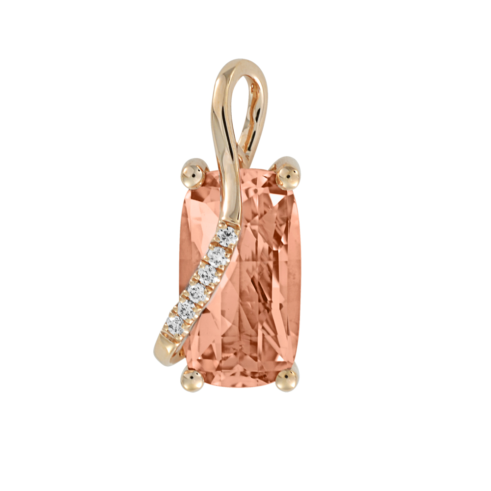 Pendentif or rose 14k avec diamants et saphir champagne de laboratoire