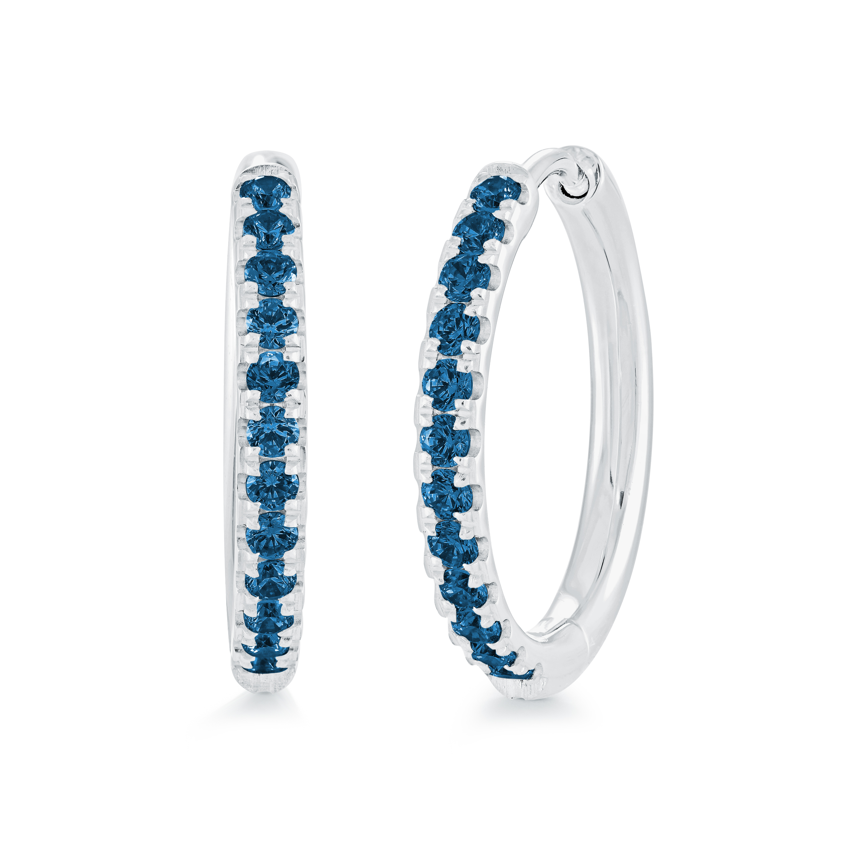 Boucles d'oreilles créoles éternity en acier inoxydable et zircone bleus