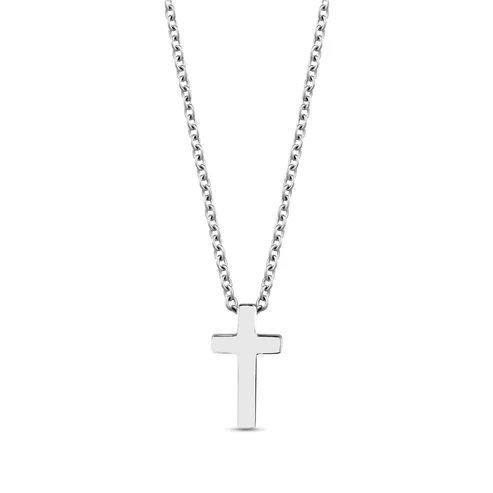 Ensemble chaîne acier et pendentif croix mini