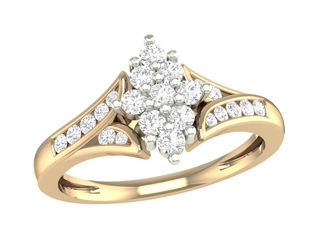 Bague or jaune et blanc 10k avec diamants naturels