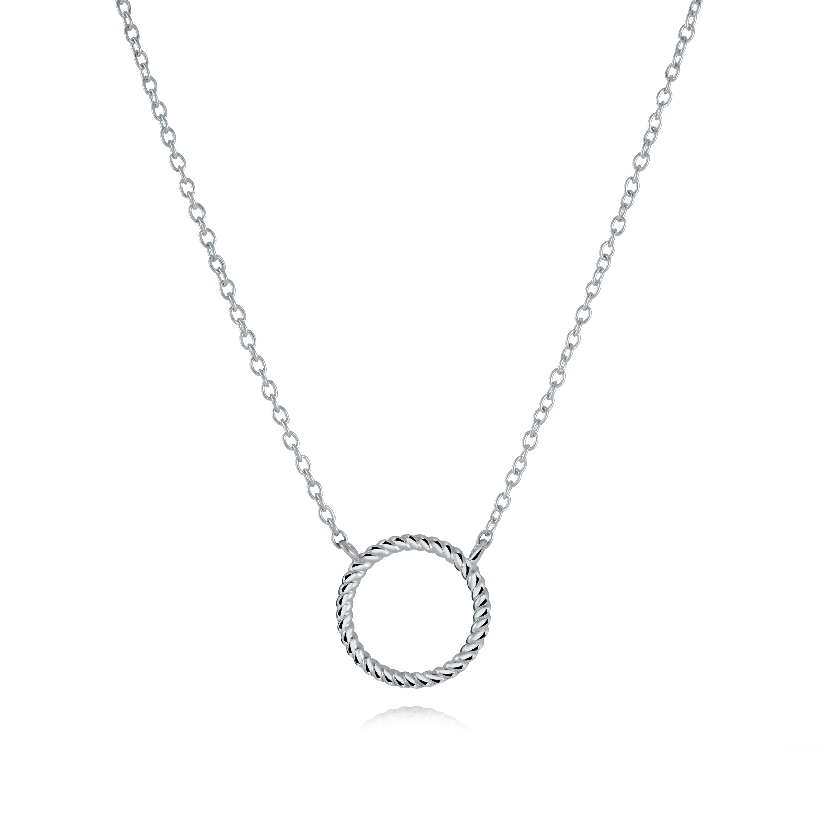 Collier acier avec motif cercle ajouré serti de cubics