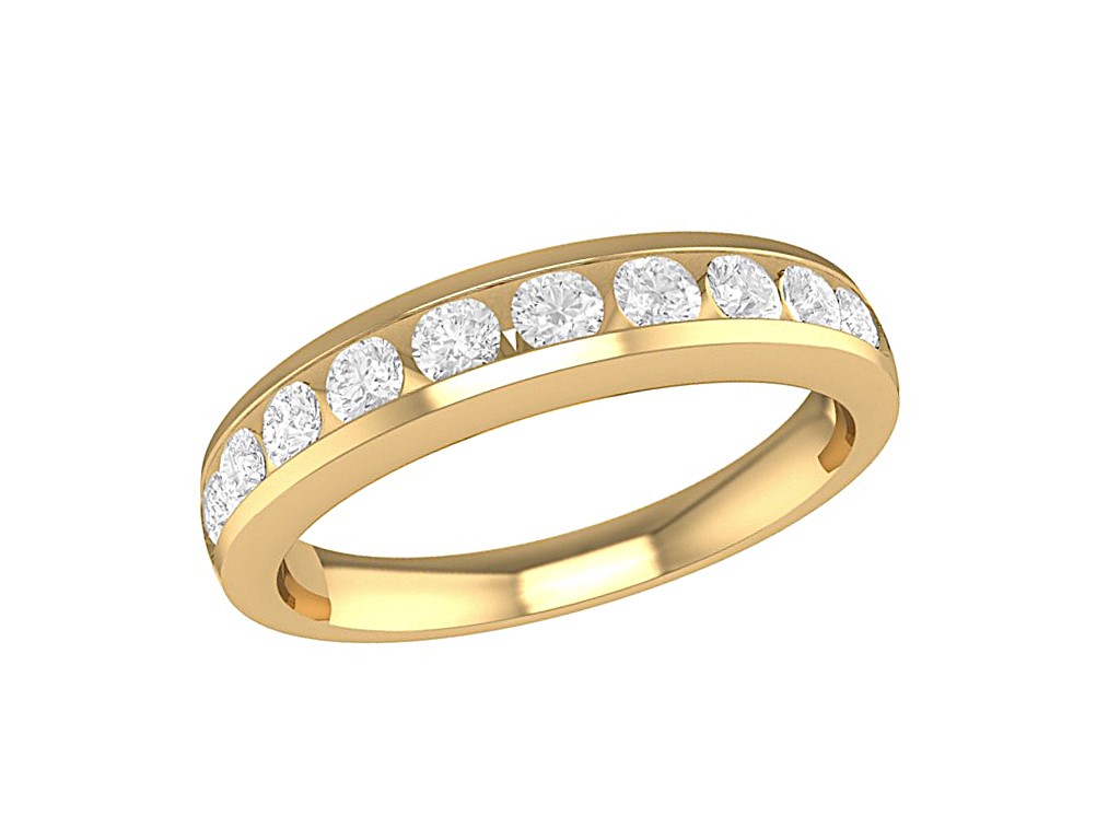 Jonc or jaune 10k semi éternité avec diamants naturels