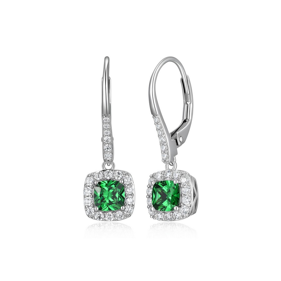 Boucles d'oreilles ELLE avec cubic vert et en argent 925 ligne *Radiance*