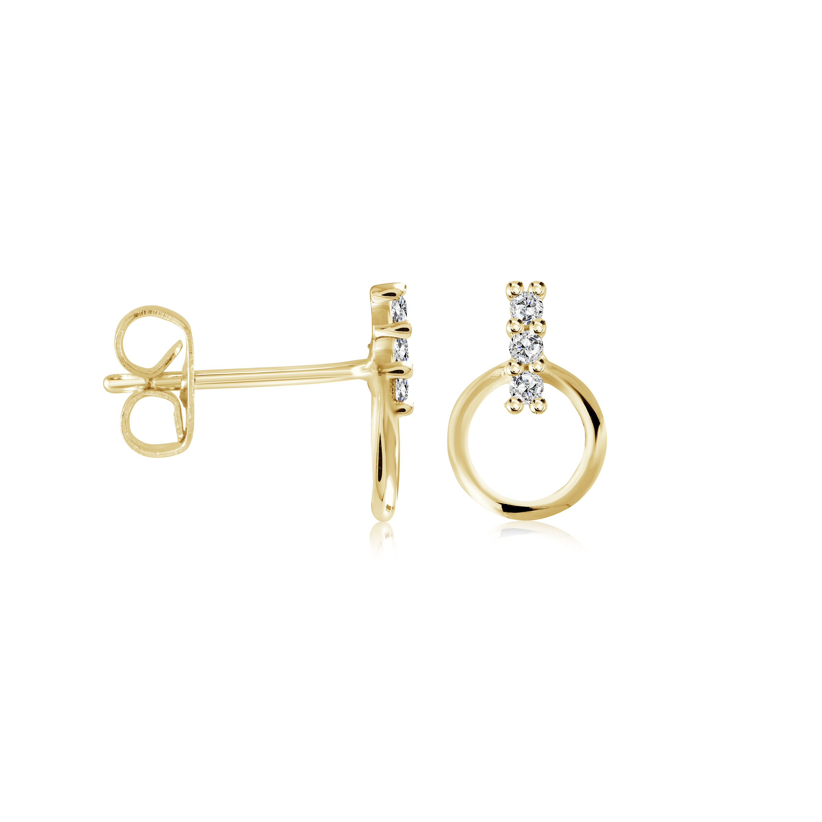Boucles d'oreilles acier plaqué or jaune motif cercle ajouré avec cubics