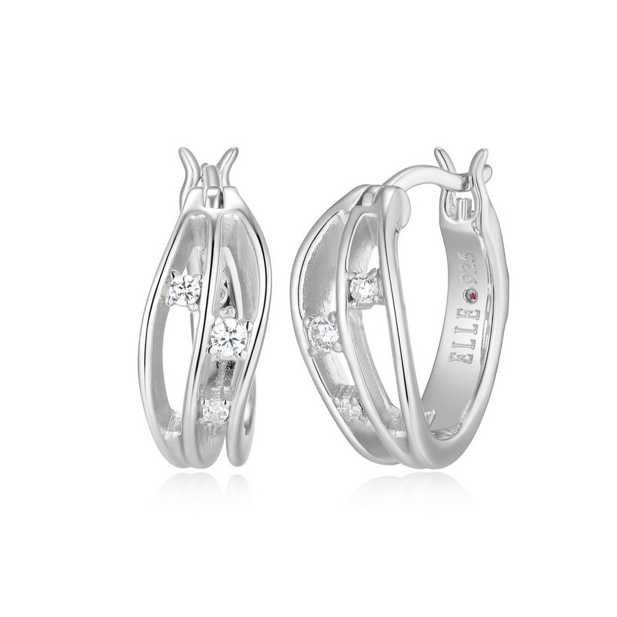 Boucles d'oreilles 925 et cubiques motifs vagues collection between