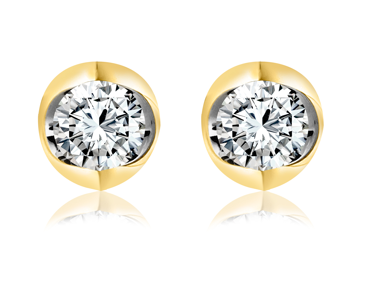 Boucles d´oreilles or jaune 10k avec 2 diamants laboratoire 0.50 carats