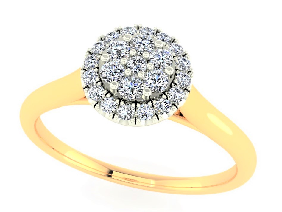 Bague or 10k 2 tons avec diamants naturels