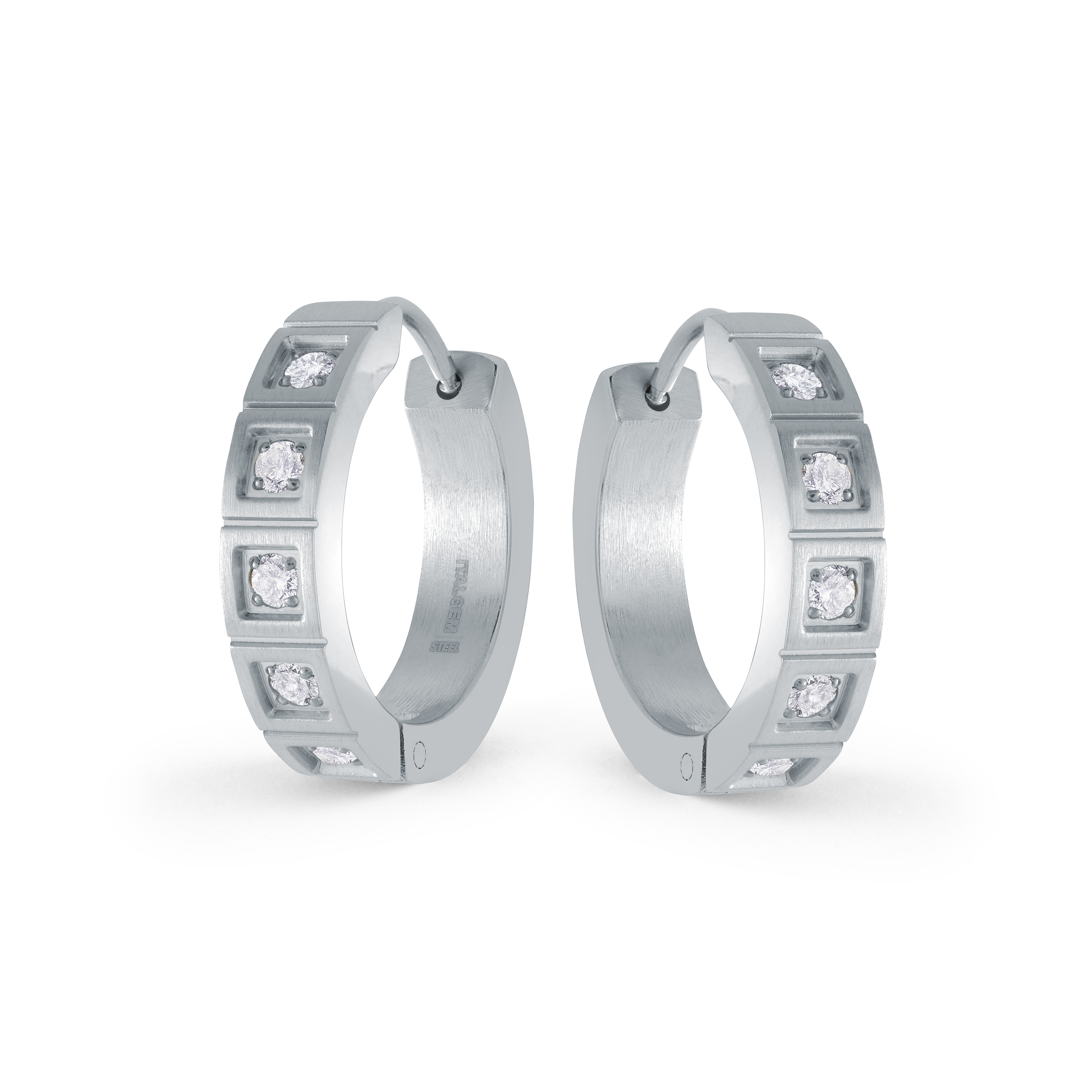 Boucles d´oreilles huggies acier et cubics