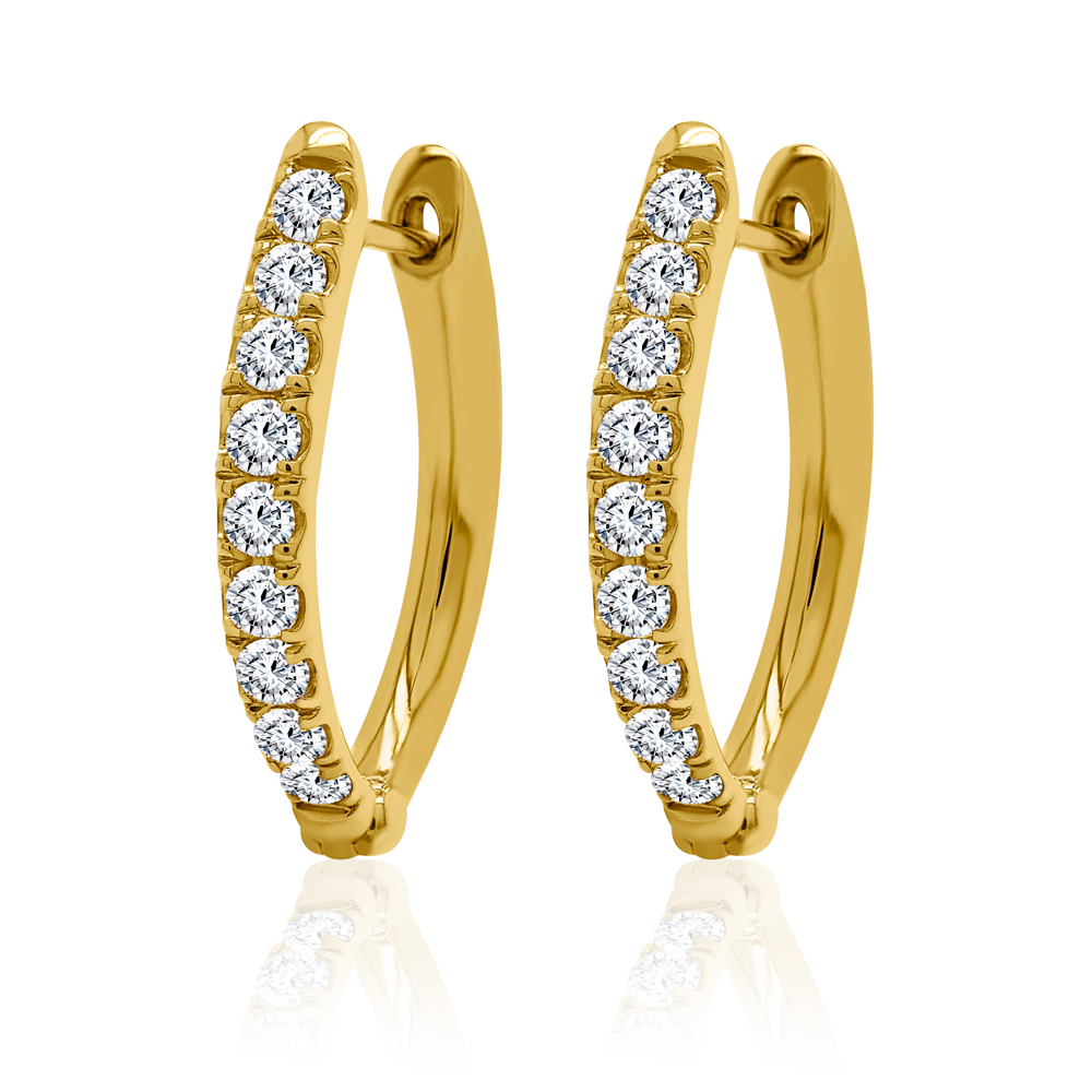 Boucles d'oreilles or jaune 10k avec diamants de laboratoire
