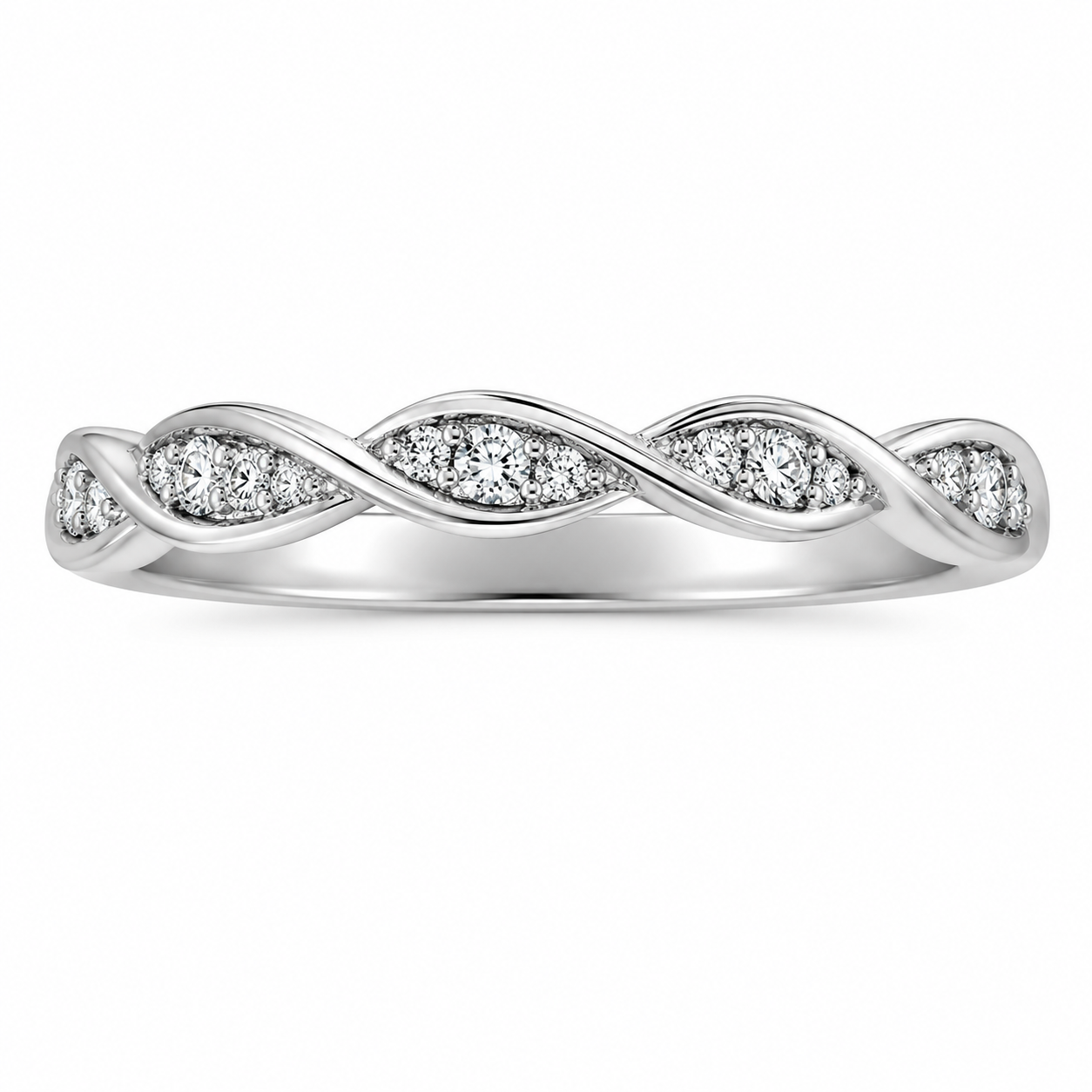 Bague or 10k blanc avec diamants naturels