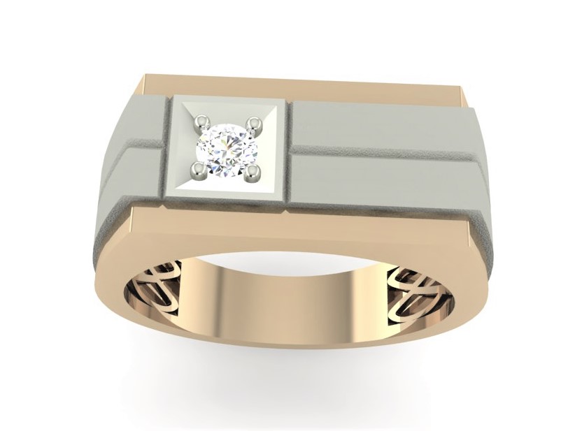 Bague homme or 10k 2 tons diamant de laboratoire
