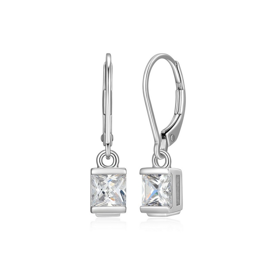 Boucles d'oreilles argent 925 motif cubic rectangulaire