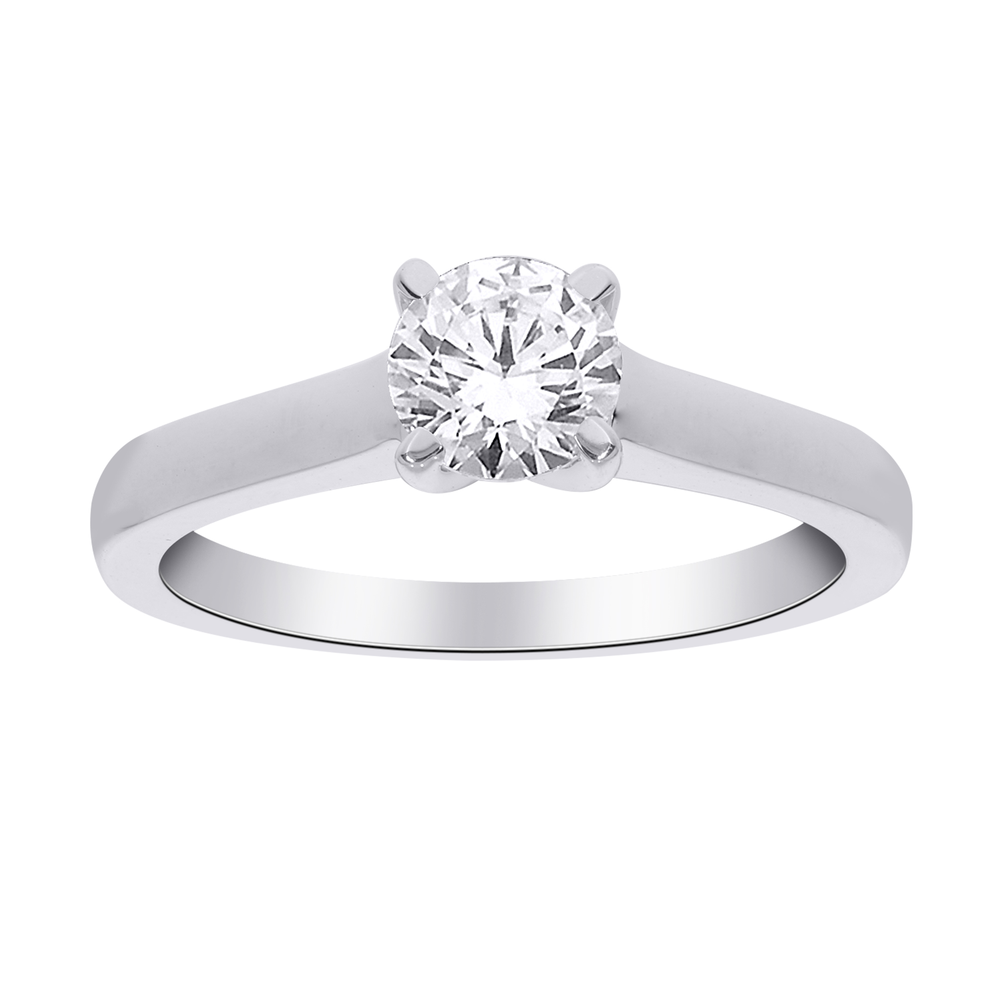 Bague solitaire diamant naturel or blanc 14k