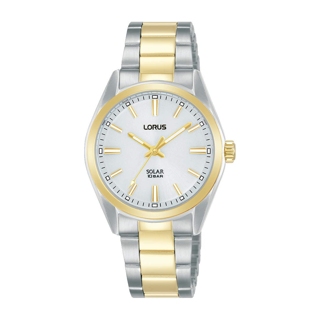 Montre dame solaire bracelet 2 tons acier/doré