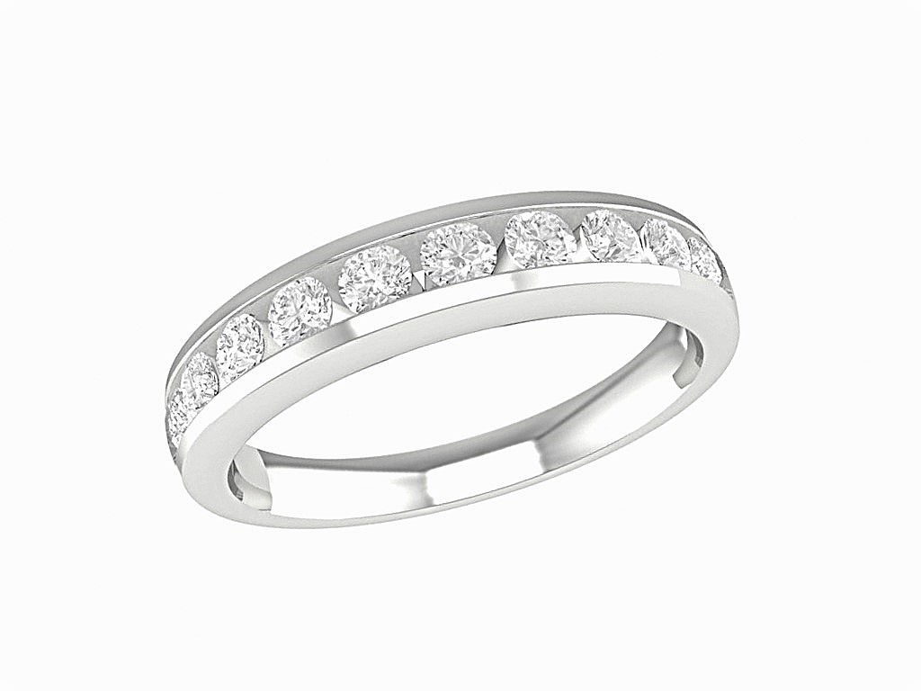 Jonc or blanc10k semi éternité diamants naturels