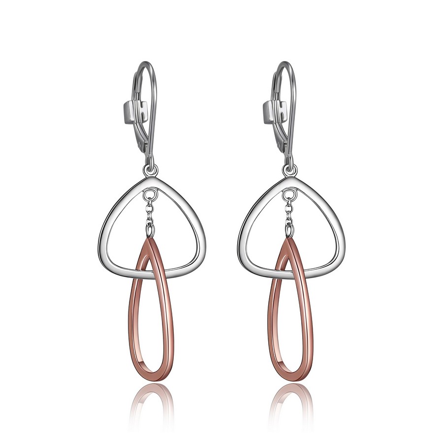 Boucles d'oreilles argent et plaqué or rose pendant d'oreilles Trinity