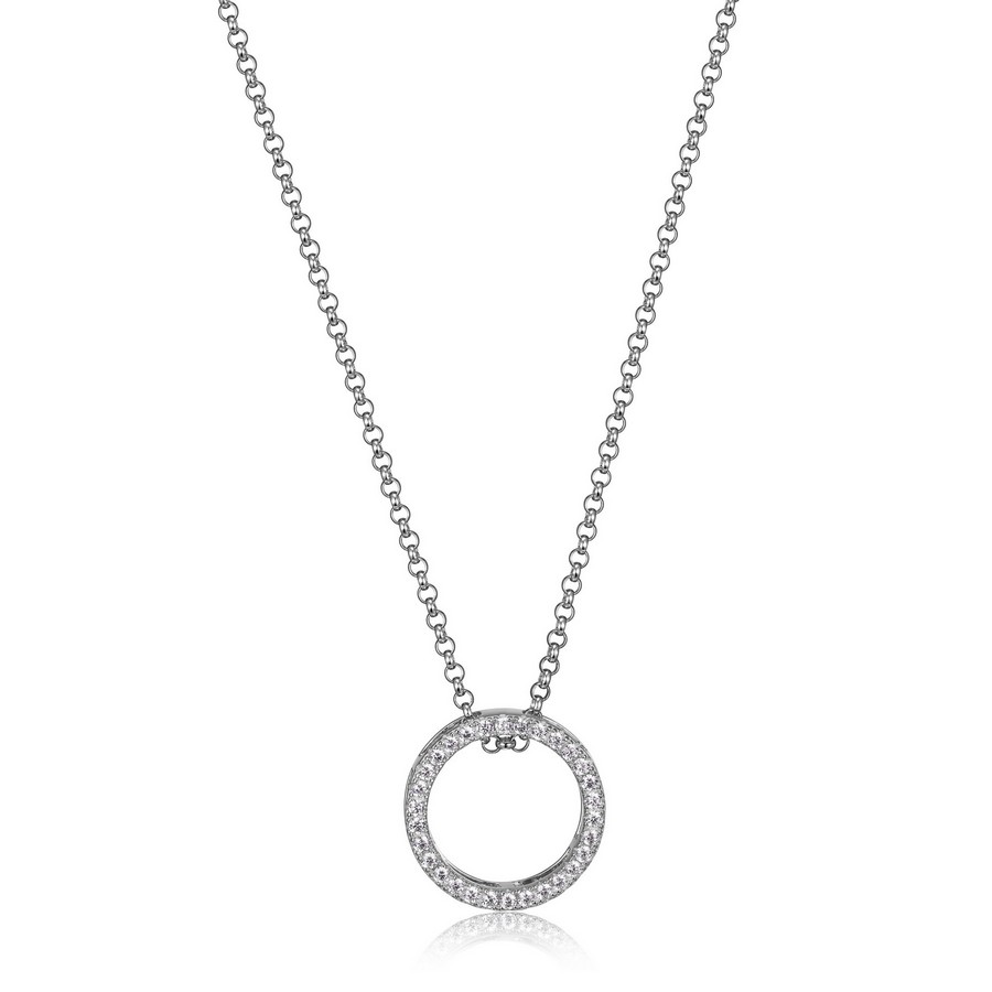 Ensemble chaîne et pendentif cercle de vie avec cubiques