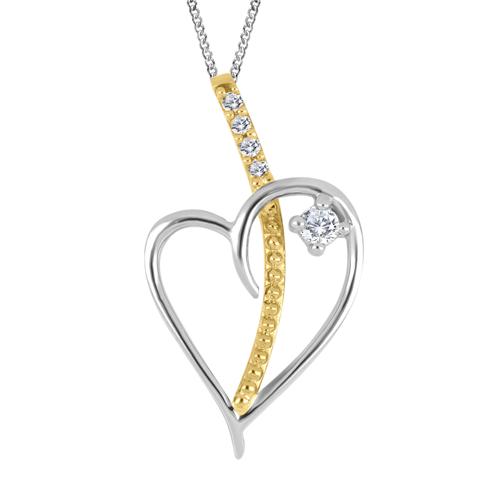 Ensemble chaîne or 10k et pendentif cœur et diamants