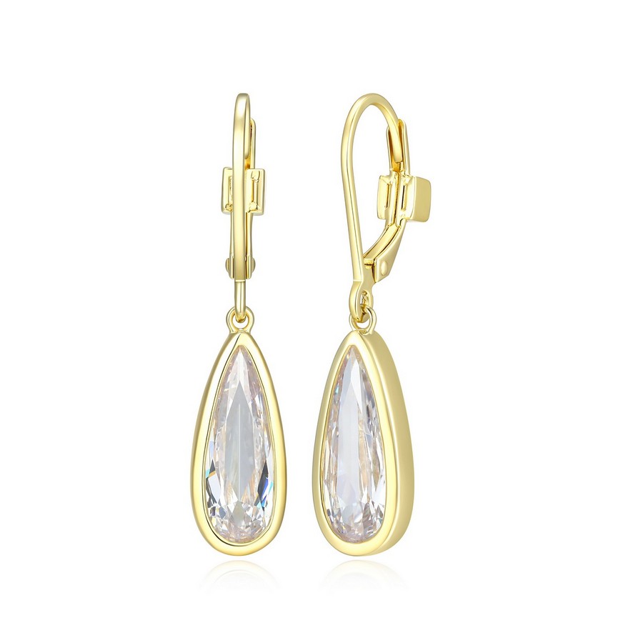 Boucles d'oreilles pendant 925 plaqué or avec cubics gouttes