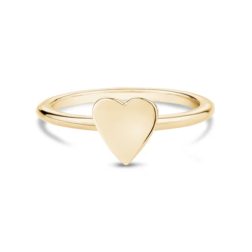 Bague cœur acier plaqué or jaune
