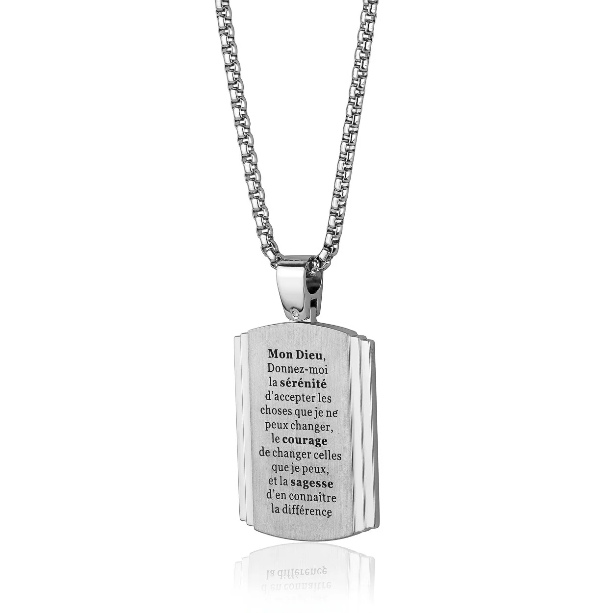 Ensemble chaîne et pendentif prière de sérénité