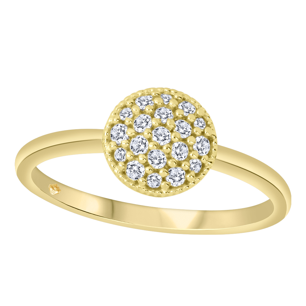 Bague or jaune 10k motif rond serti de diamants naturels