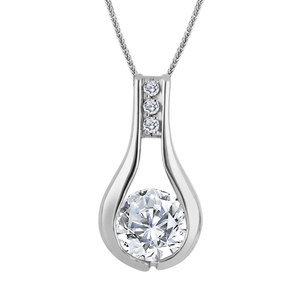 Chaîne et pendentif argent avec diamant de laboratoire