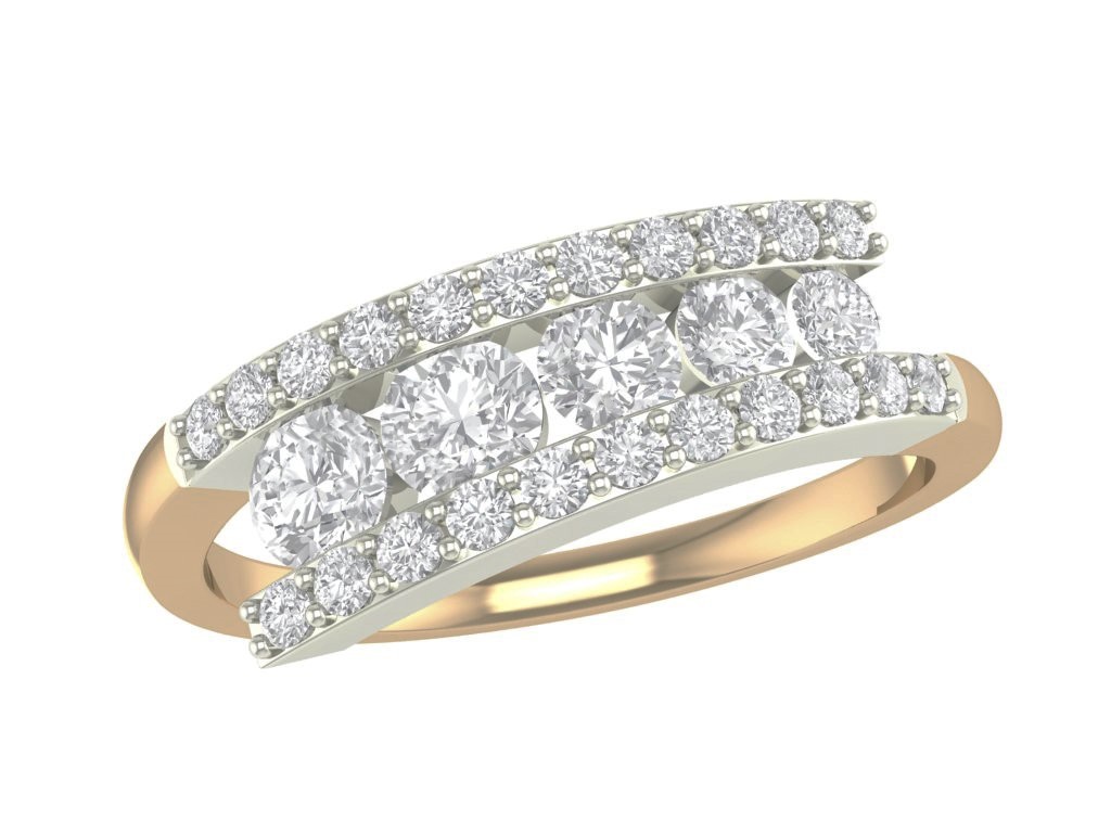 Bague or 10k diamants naturels