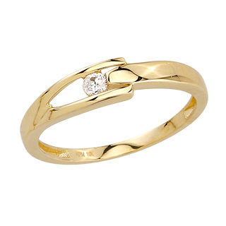 Bague or jaune 10k ajourée avec un cubic