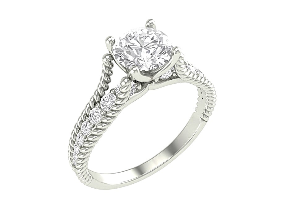 Bague or 14k blanc diamants de laboratoire