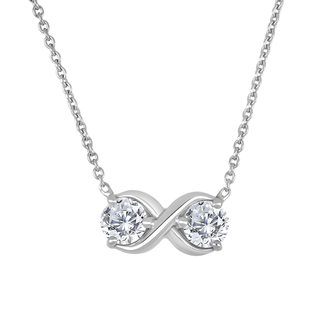 Chaîne et pendentif argent rhodié motif infini diamants de laboratoire
