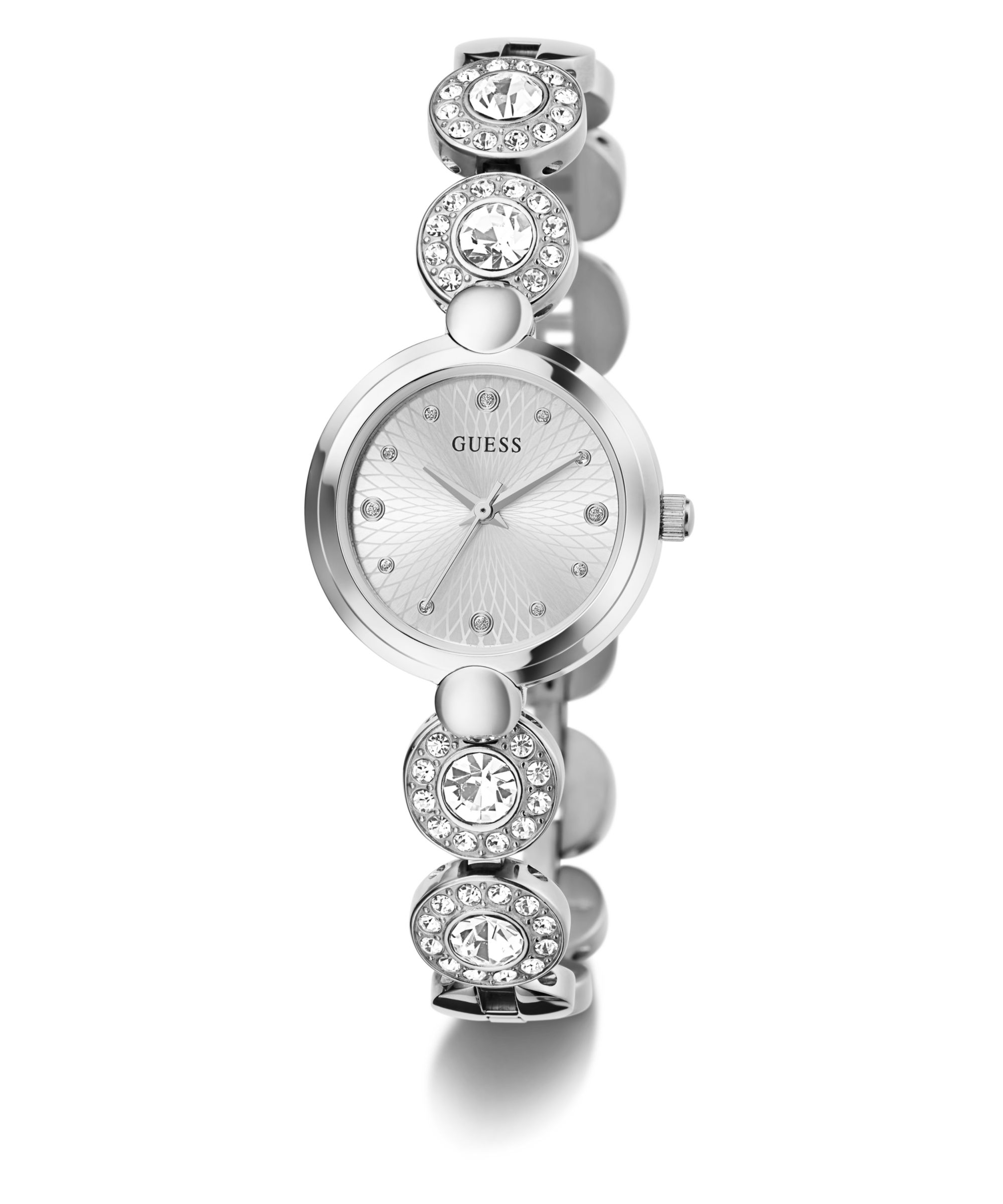 Montre Dame à quartz Guess bracelet et boitier acier sertis de cubics