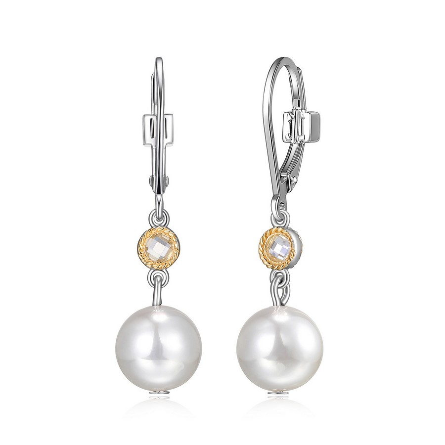 Boucles d'oreilles argent et plaqué or avec perle véritable