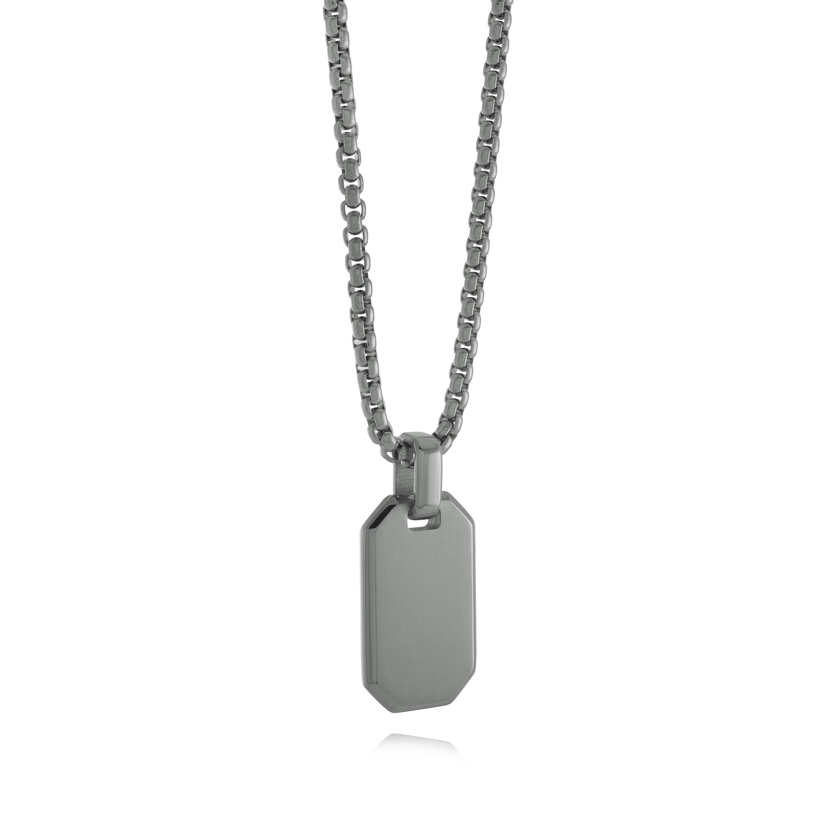 Chaîne et pendentif acier noir chic