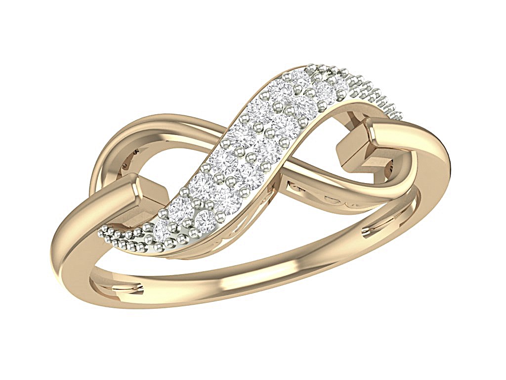 Bague or10k motif infini avec diamants naturels