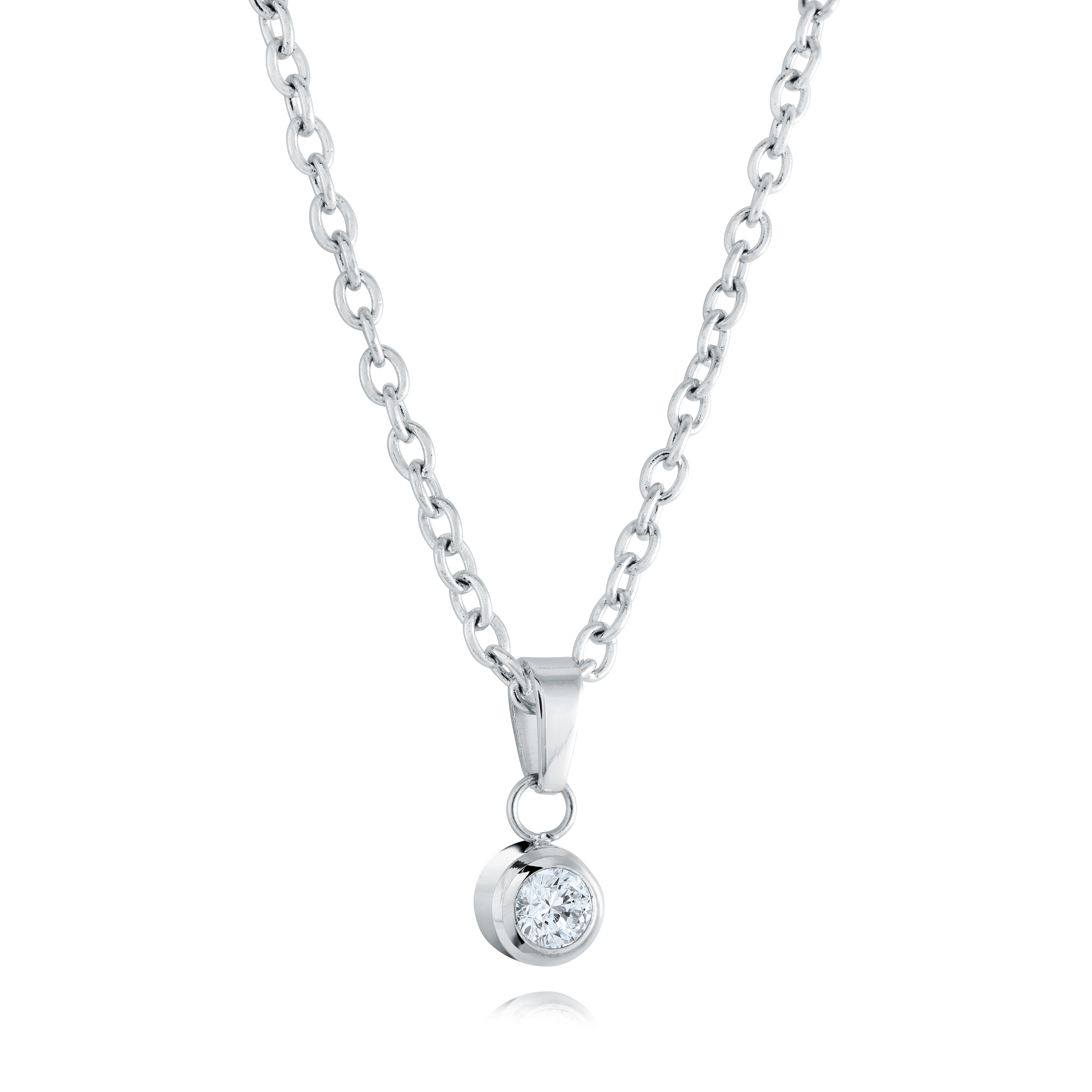 Ensemble chaîne et pendentif acier avec cubic serti clos