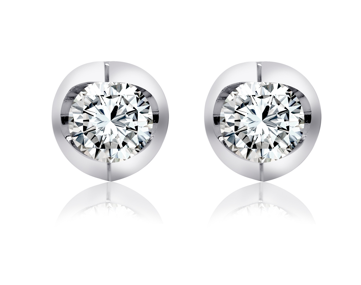 Boucles d´oreilles or blanc 10k avec 2 diamants laboratoire 0.50 carats
