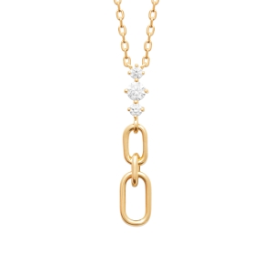Collier plaqué or avec cubics et anneaux