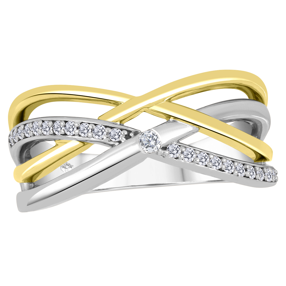 Bague or 10k 2 tons avec diamants naturels du Canada