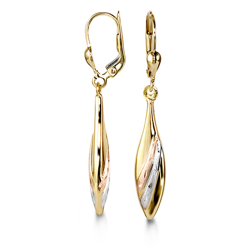 Boucles d'oreilles or 10k 2 tons pendant