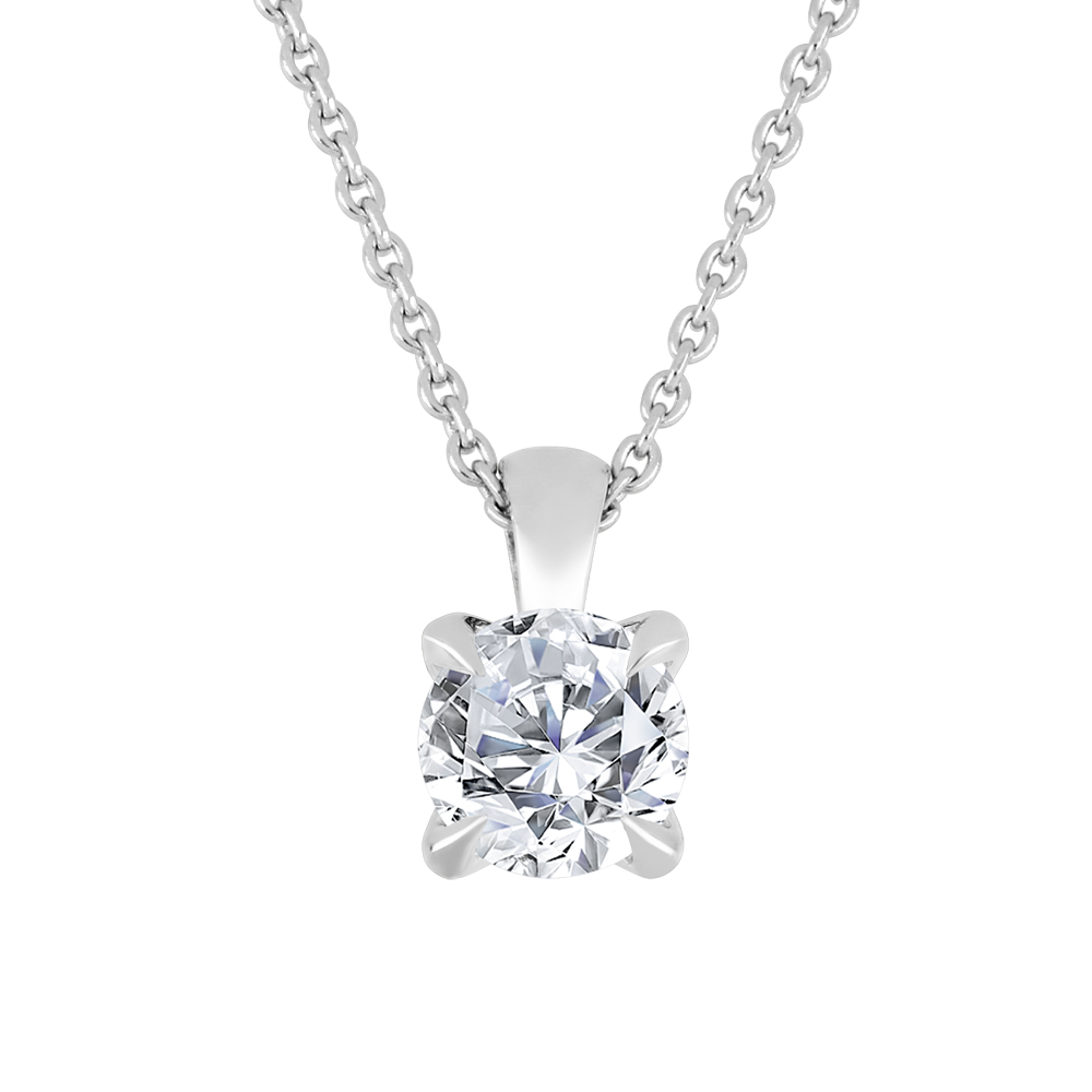 Chaîne et pendentif en or blanc 10k avec diamant de laboratoire de 0.70ct