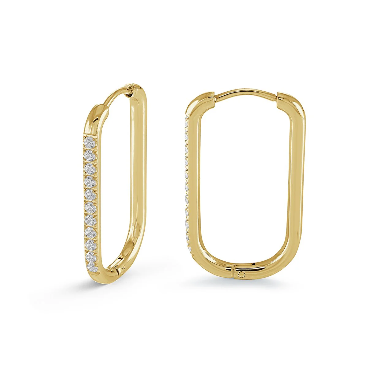 Boucles d'oreilles plaqué or et cubiques motif rectangle