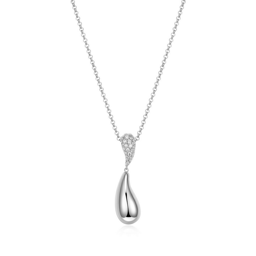 Collier argent avec pendentif forme goutte accompagné de cubics