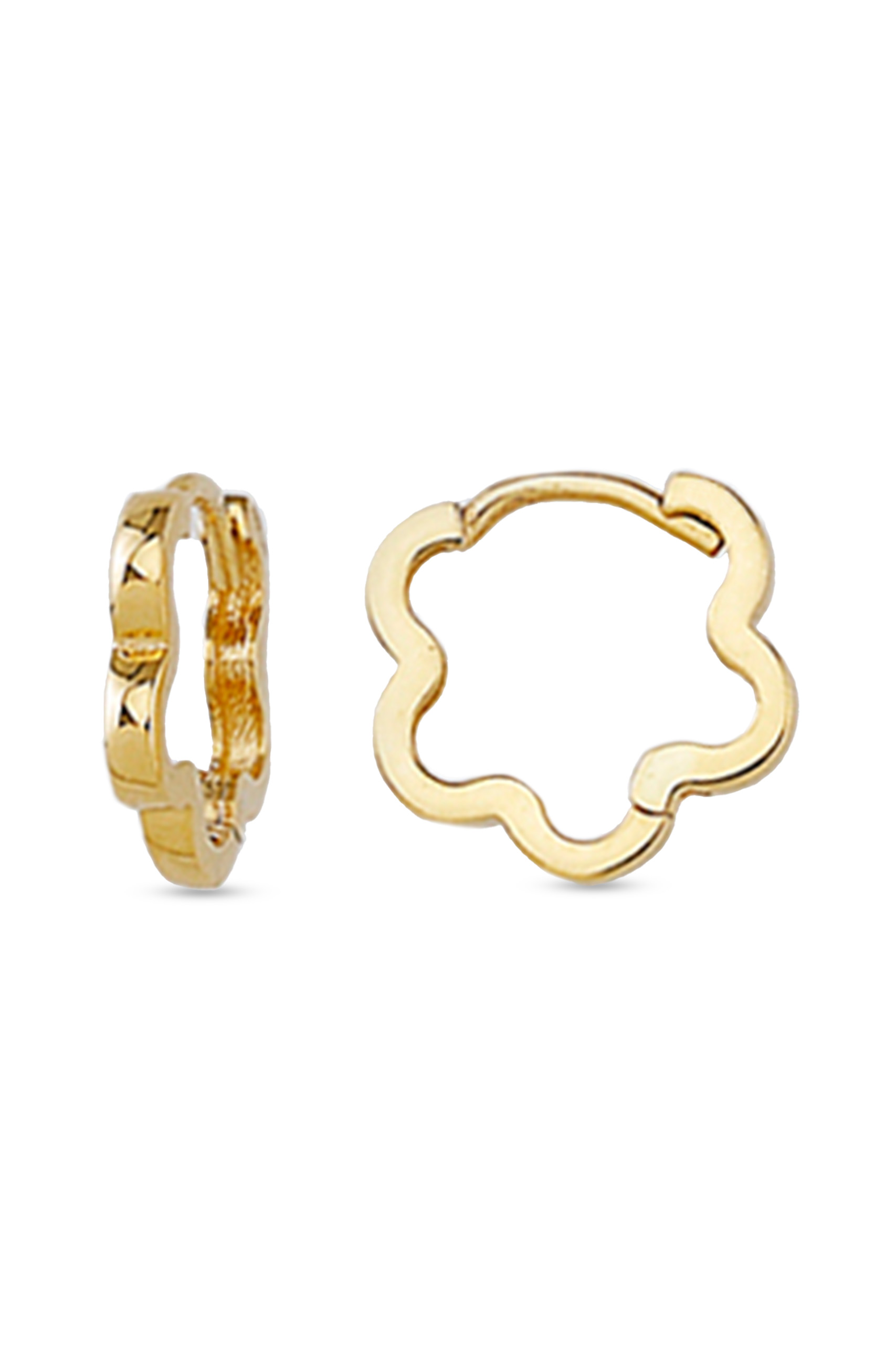 Boucles d'oreilles or jaune 10k anneaux forme fleur